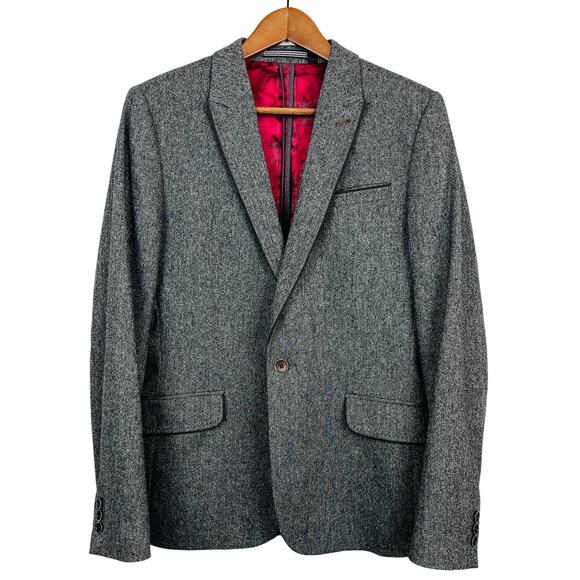 Ted Baker London Single Button Blazer Grey Gray - 3 - Picture 1 of 7